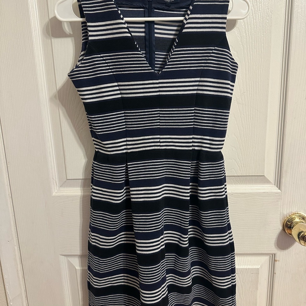 Madewell Navy and White Striped Midi Dress